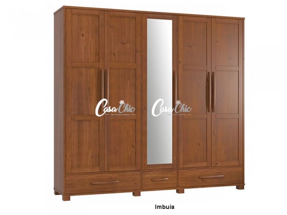 Guarda Roupa Armario Roupeiro Confins 2110 Espelhado 05 Portas 2.47 m